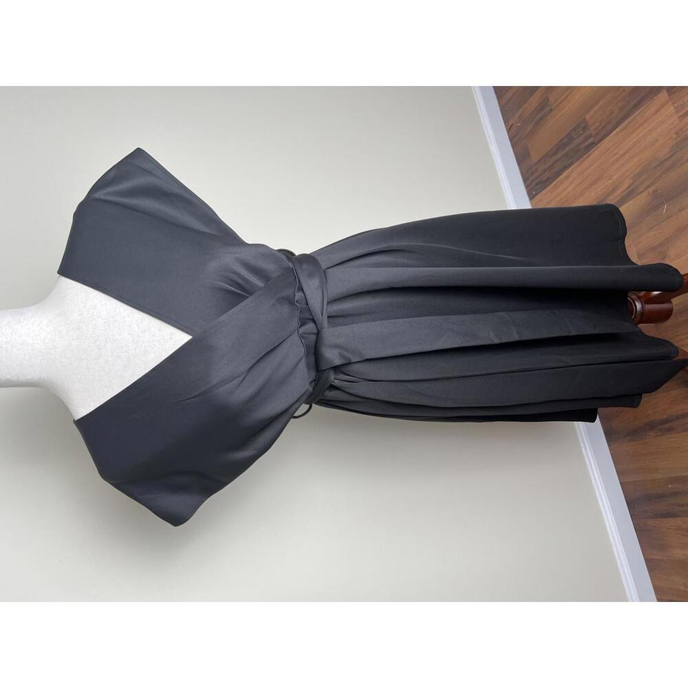 Metamorphosis Girl Black Wrap Style Dress XL Cap Sleeve Midi Fit & Flare